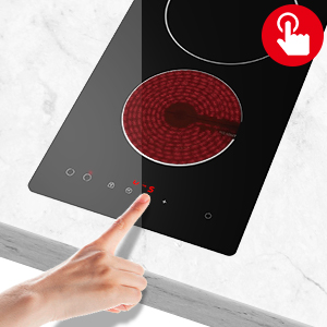 Electric Cooktop 2 Burners 220V~240V 3000W, Built-in 12 Inch Ceramic Cooktop, Cooktop with Hard Wire No Plug