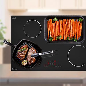 Electric Cooktop 30 Inch 220V~240V, Drop-in Ceramic Cooktop Stove Burner, 4 Burners Glass Cooktop 7200W