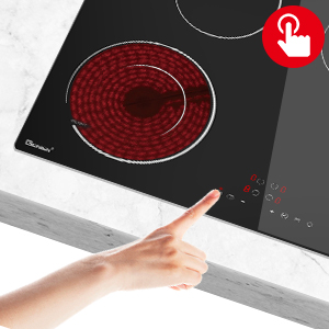 Electric Cooktop 30 Inch 220V~240V, Drop-in Ceramic Cooktop Stove Burner, 4 Burners Glass Cooktop 7200W