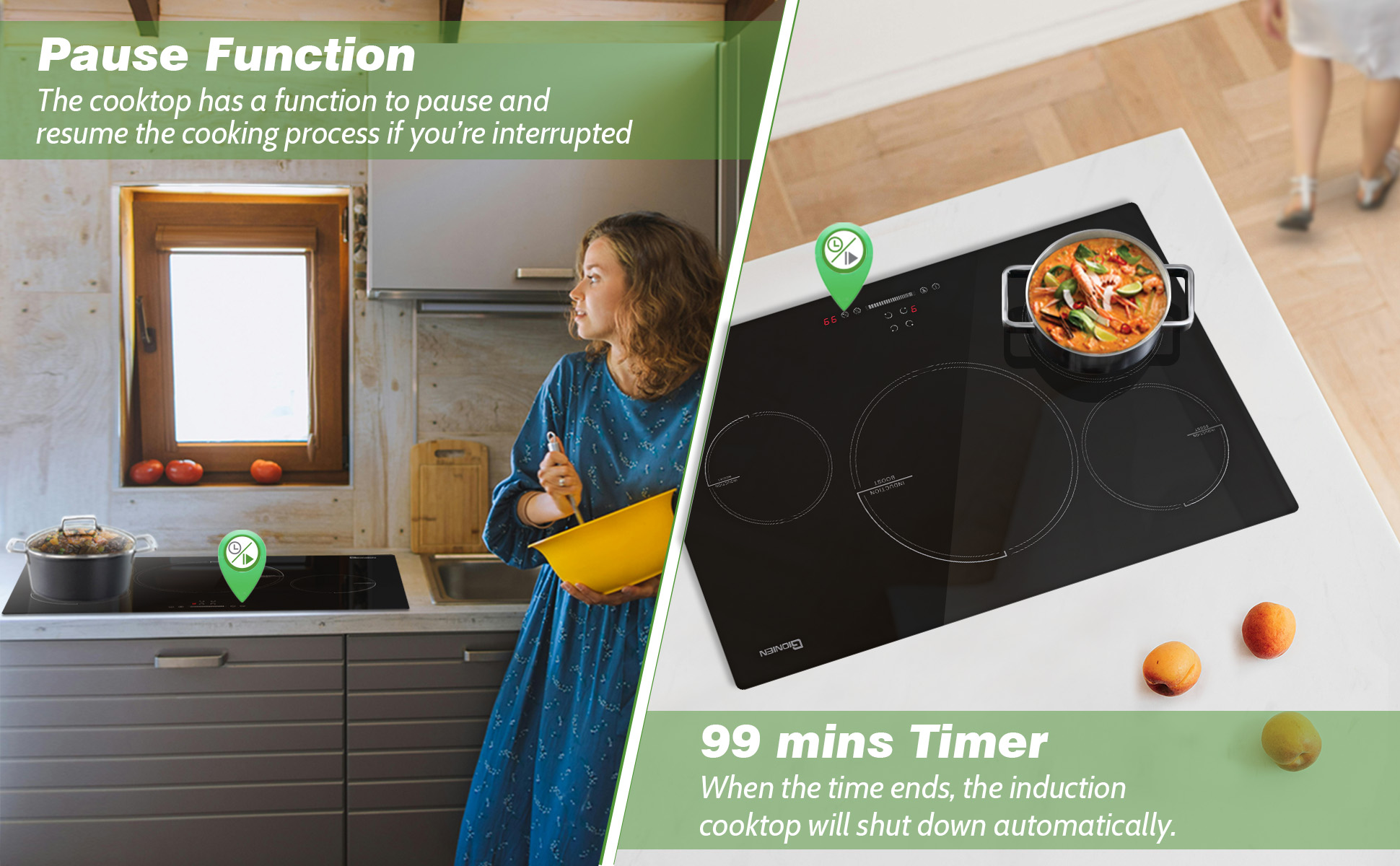 Induction Cooktop 30 Inch , 4 Burner Electric Induction Cooktop , 220-240V 7200W Black